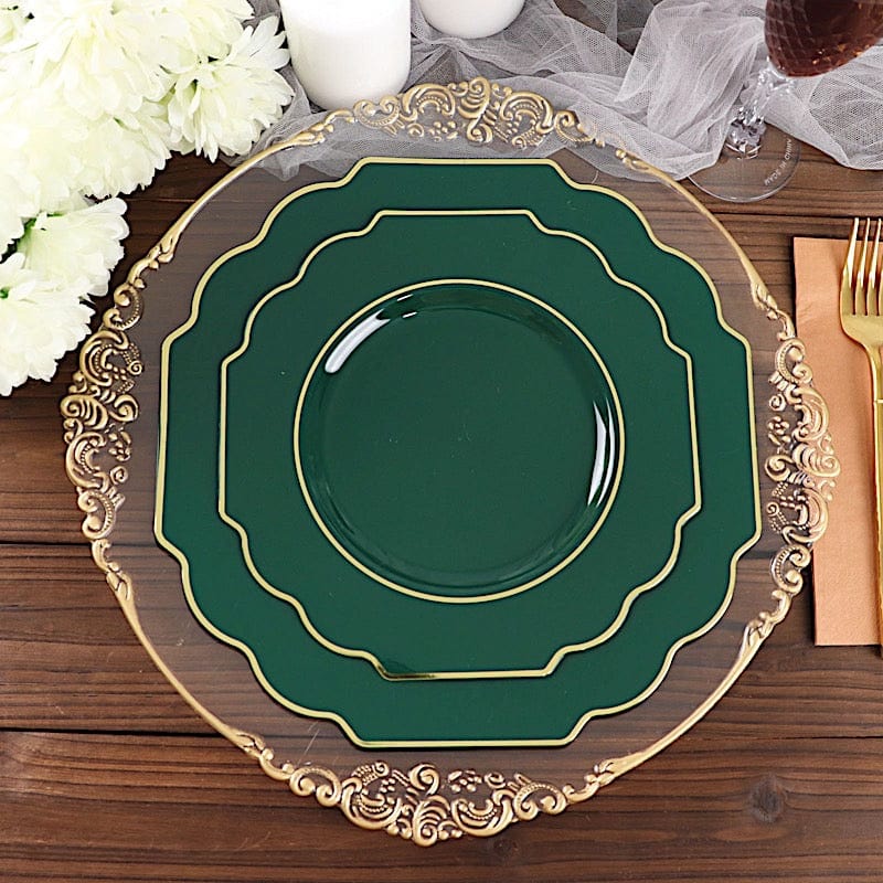 10 pcs 12" Baroque Plastic Dinner Plates - Disposable Tableware