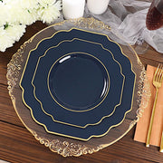 10 pcs 12" Baroque Plastic Dinner Plates - Disposable Tableware
