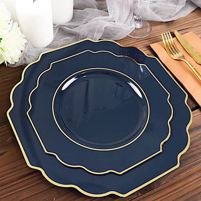 10 pcs 12" Baroque Plastic Dinner Plates - Disposable Tableware