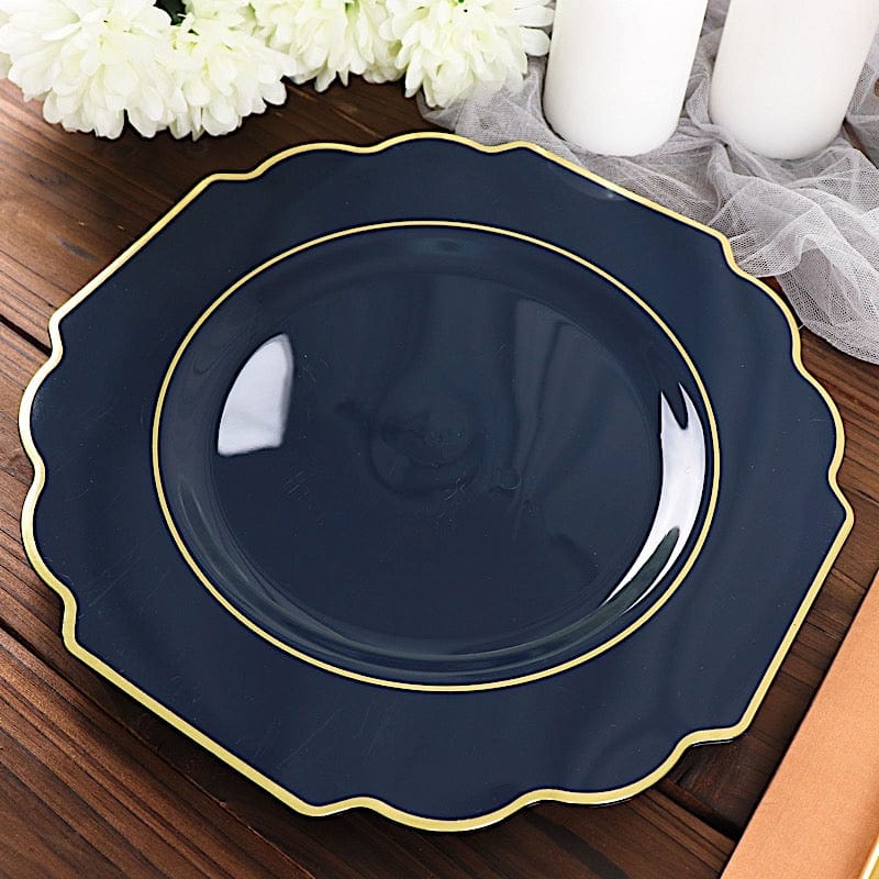 10 pcs 12" Baroque Plastic Dinner Plates - Disposable Tableware