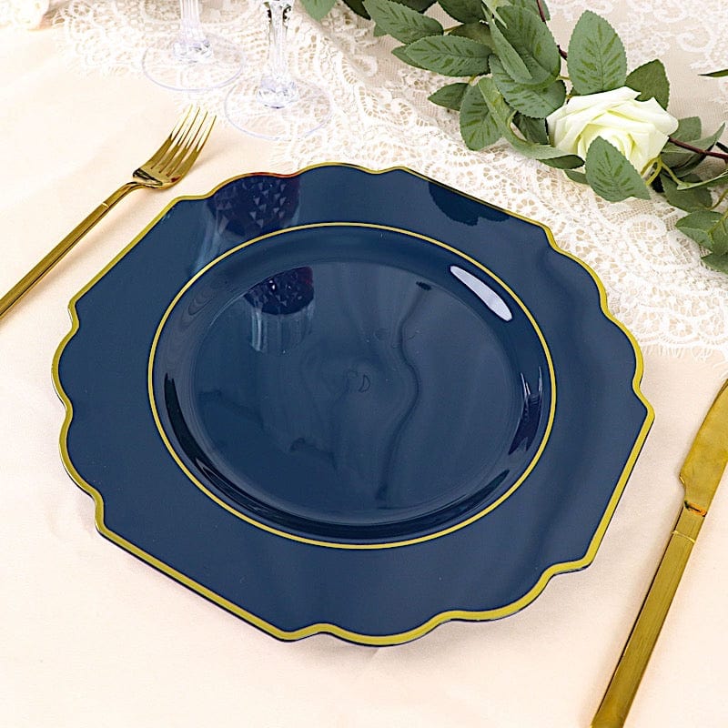 10 pcs 12" Baroque Plastic Dinner Plates - Disposable Tableware