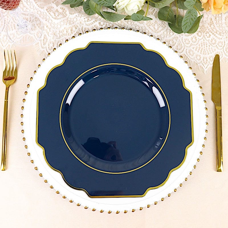 10 pcs 12" Baroque Plastic Dinner Plates - Disposable Tableware