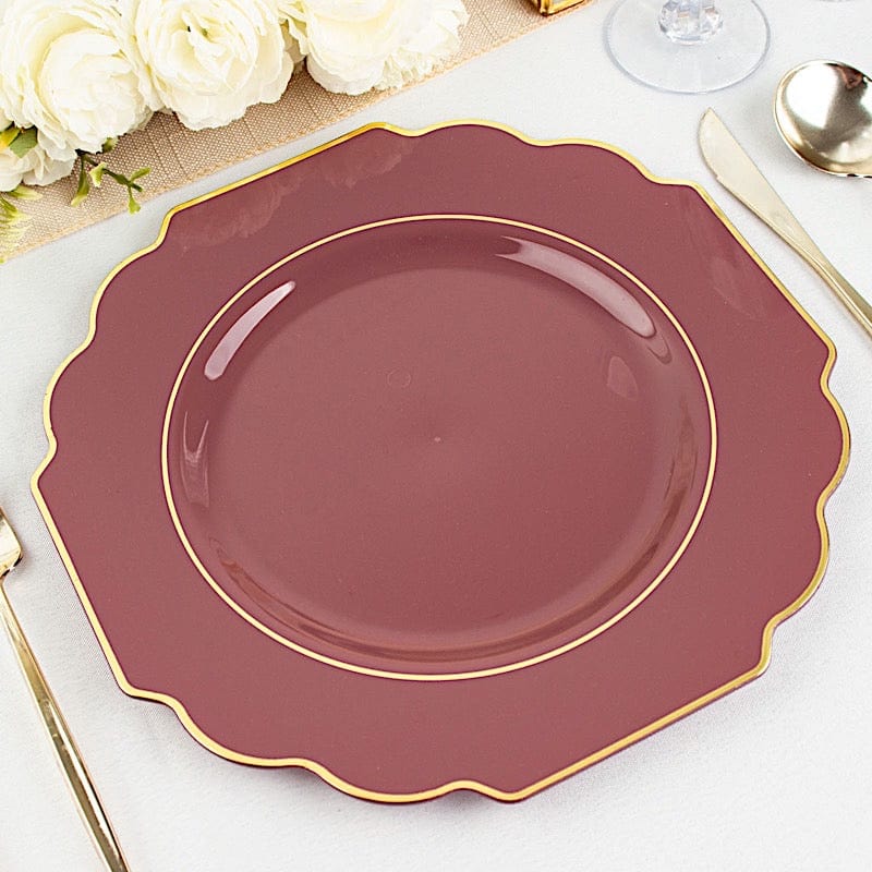 10 pcs 12" Baroque Plastic Dinner Plates - Disposable Tableware