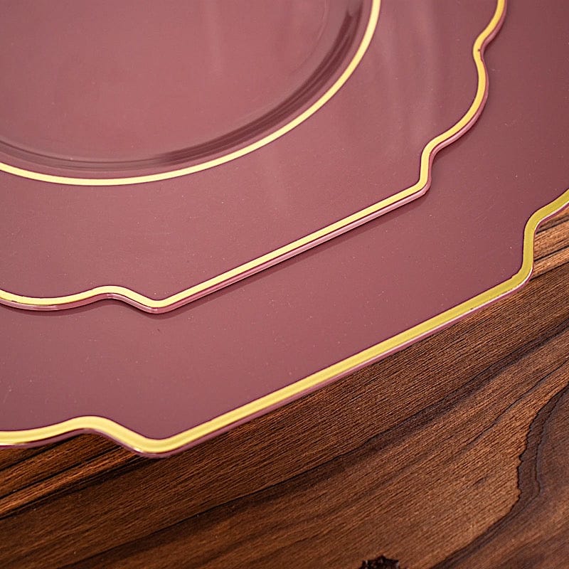 10 pcs 12" Baroque Plastic Dinner Plates - Disposable Tableware