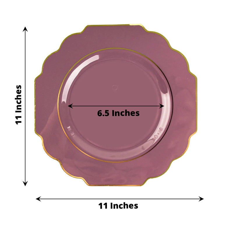 10 pcs 12" Baroque Plastic Dinner Plates - Disposable Tableware