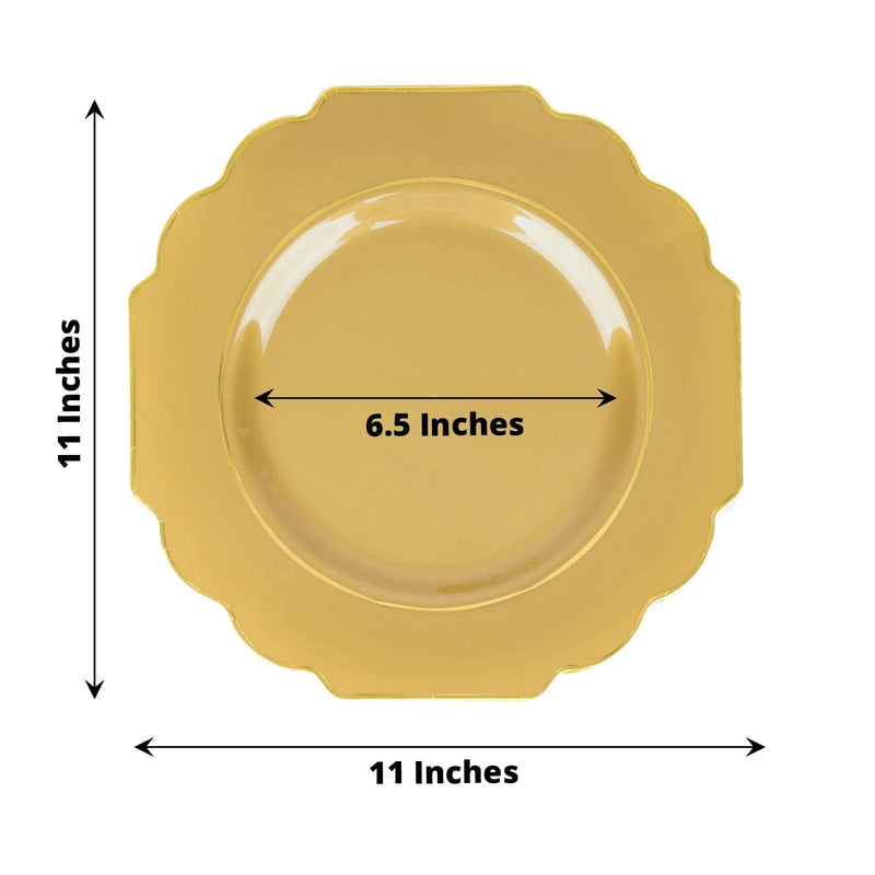 10 pcs 12" Baroque Plastic Dinner Plates - Disposable Tableware