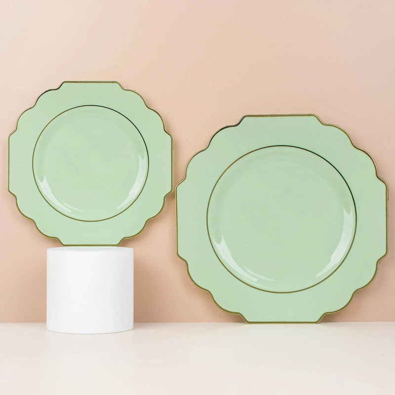 10 pcs 12" Baroque Plastic Dinner Plates - Disposable Tableware