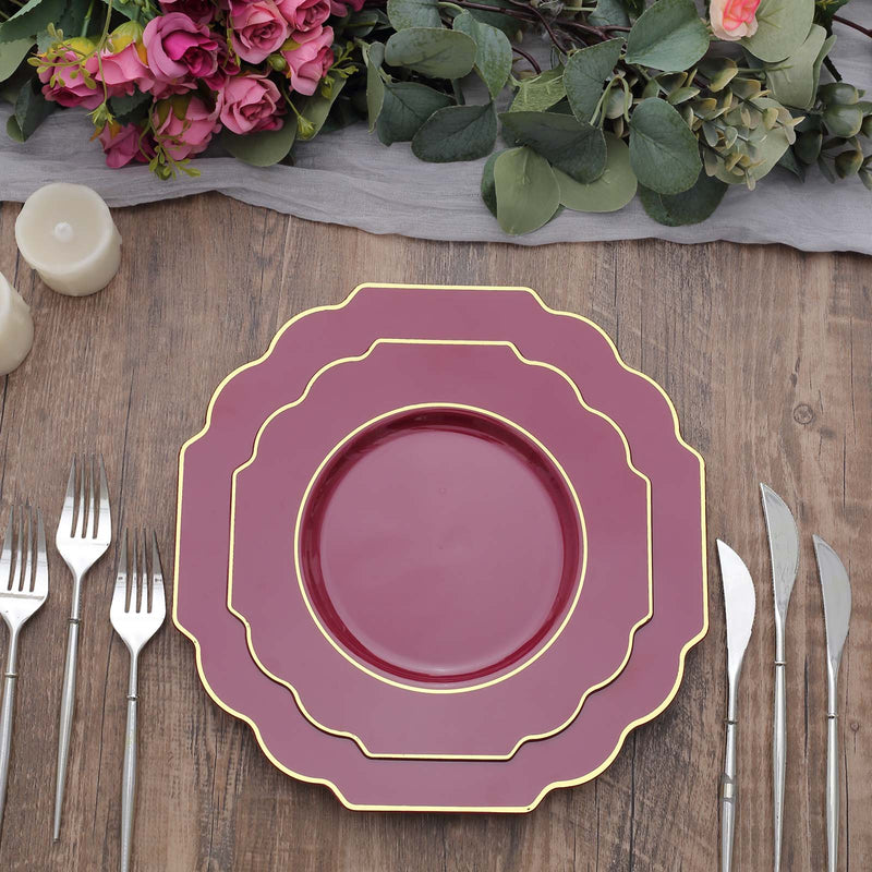 10 pcs 12" Baroque Plastic Dinner Plates - Disposable Tableware