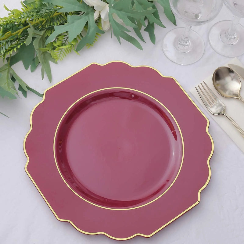 10 pcs 12" Baroque Plastic Dinner Plates - Disposable Tableware