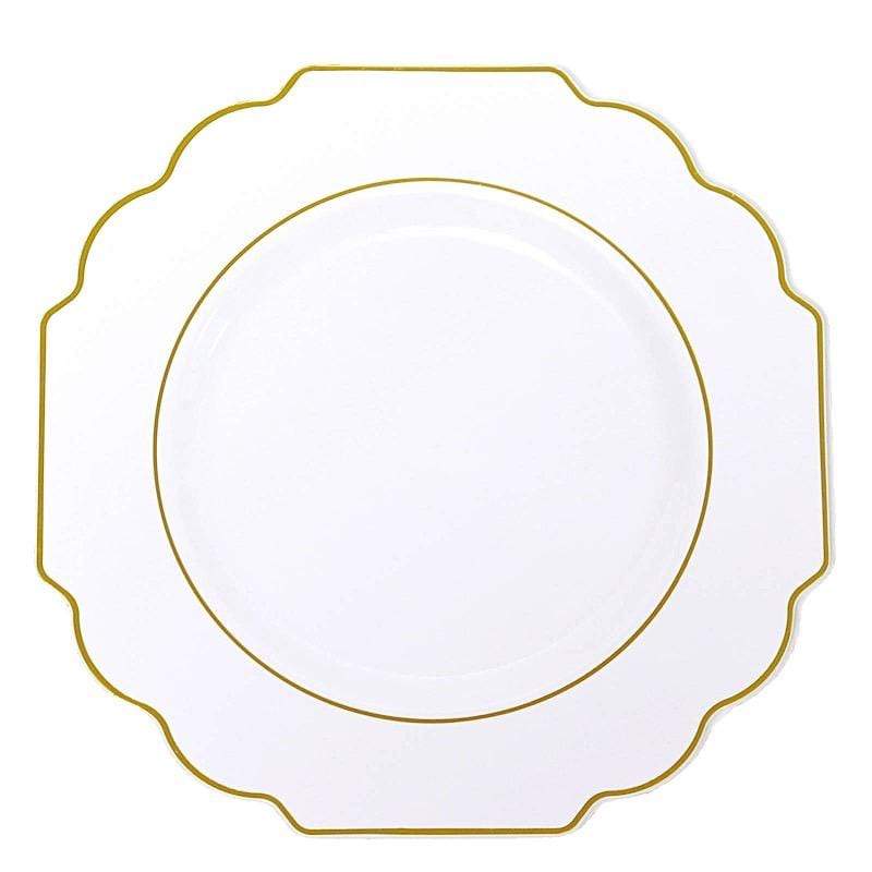 10 pcs 12" Baroque Plastic Dinner Plates - Disposable Tableware DSP_PLR0014_10_WHGD