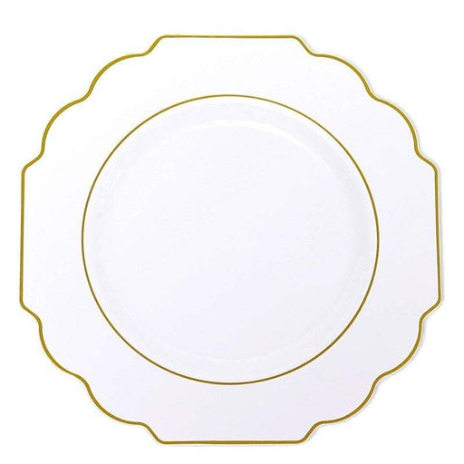 10 pcs 12" Baroque Plastic Dinner Plates - Disposable Tableware DSP_PLR0014_10_WHGD