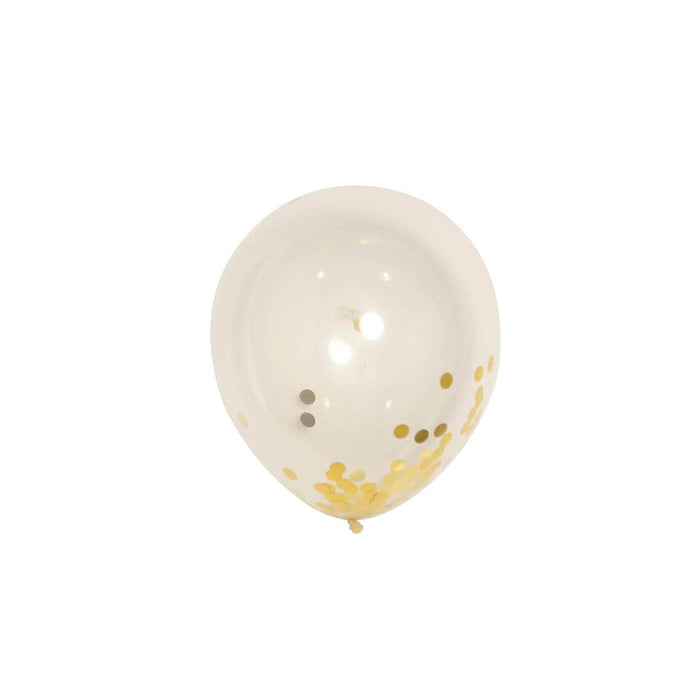 10 pcs 12" Clear Round Latex Balloons with Confetti BLOON_CONF01_GOLD
