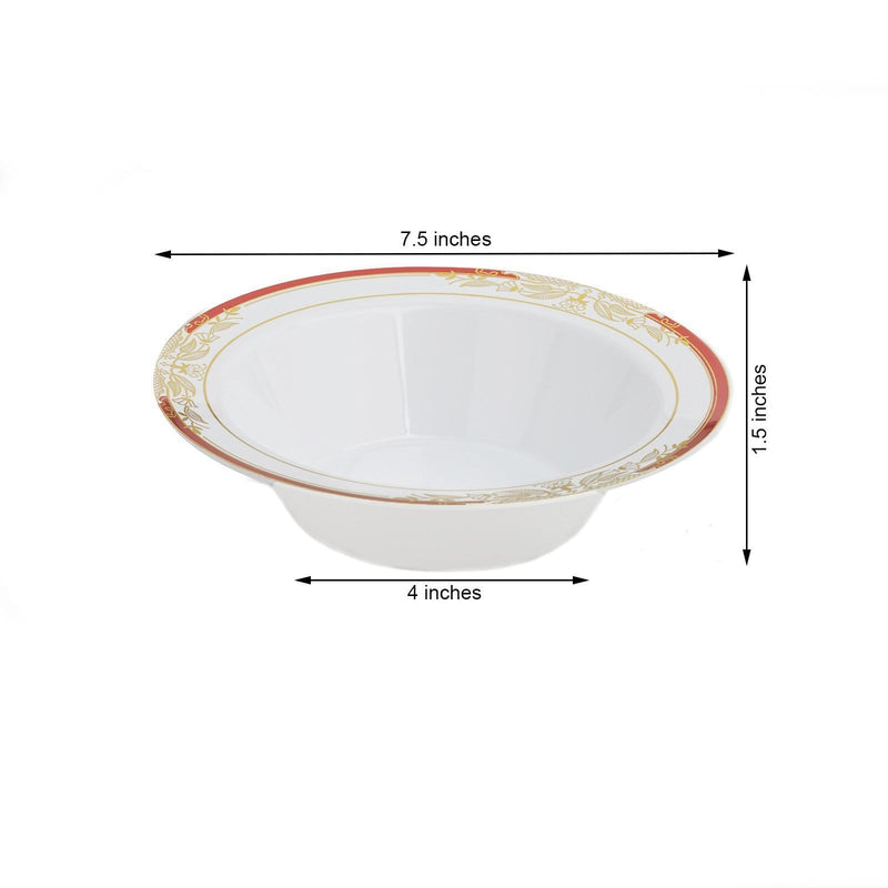 10 pcs 12 oz Plastic Bowls with Trim - Disposable Tableware