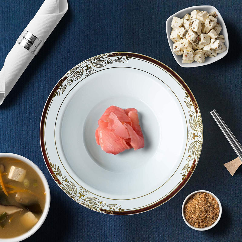 10 pcs 12 oz Plastic Bowls with Trim - Disposable Tableware