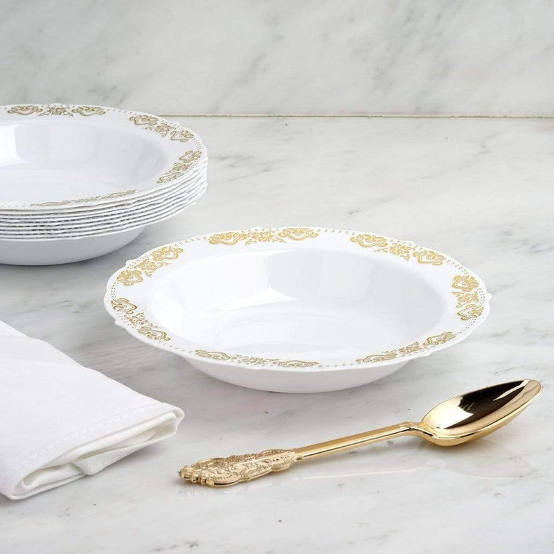 10 pcs 12 oz Plastic Bowls with Trim - Disposable Tableware