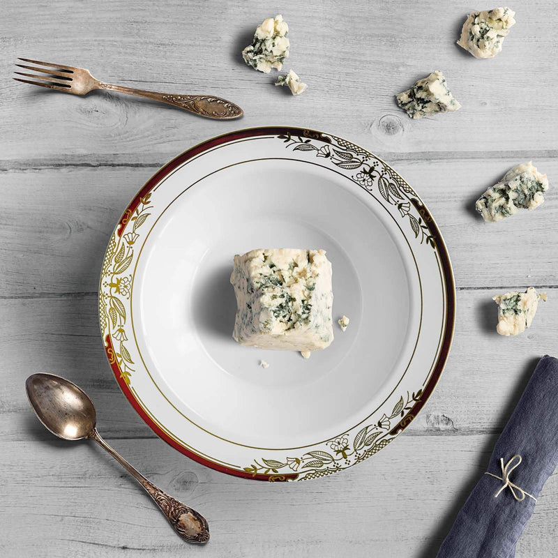 10 pcs 12 oz Plastic Bowls with Trim - Disposable Tableware