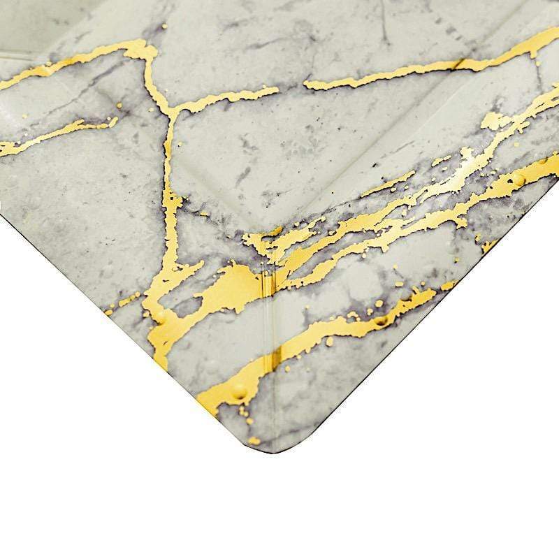 10 pcs 16" long Rectangle Paper Serving Trays with Marble Design