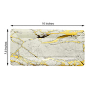 10 pcs 16" long Rectangle Paper Serving Trays with Marble Design