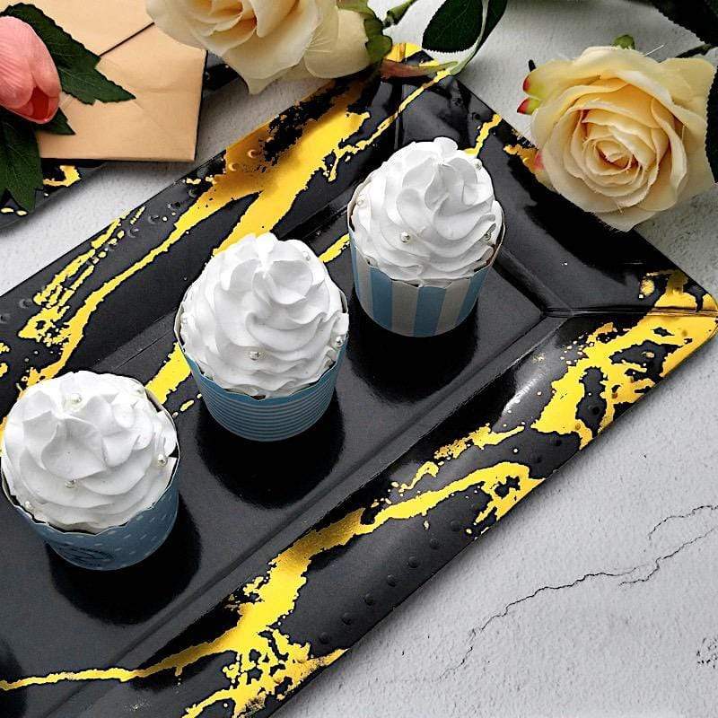 10 pcs 16" long Rectangle Paper Serving Trays with Marble Design