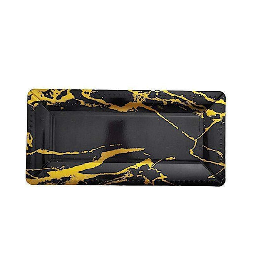 10 pcs 16" long Rectangle Paper Serving Trays with Marble Design DSP_PPTR_REC001_16_BLKGD