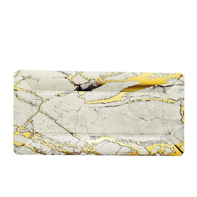 10 pcs 16" long Rectangle Paper Serving Trays with Marble Design DSP_PPTR_REC001_16_PARENT