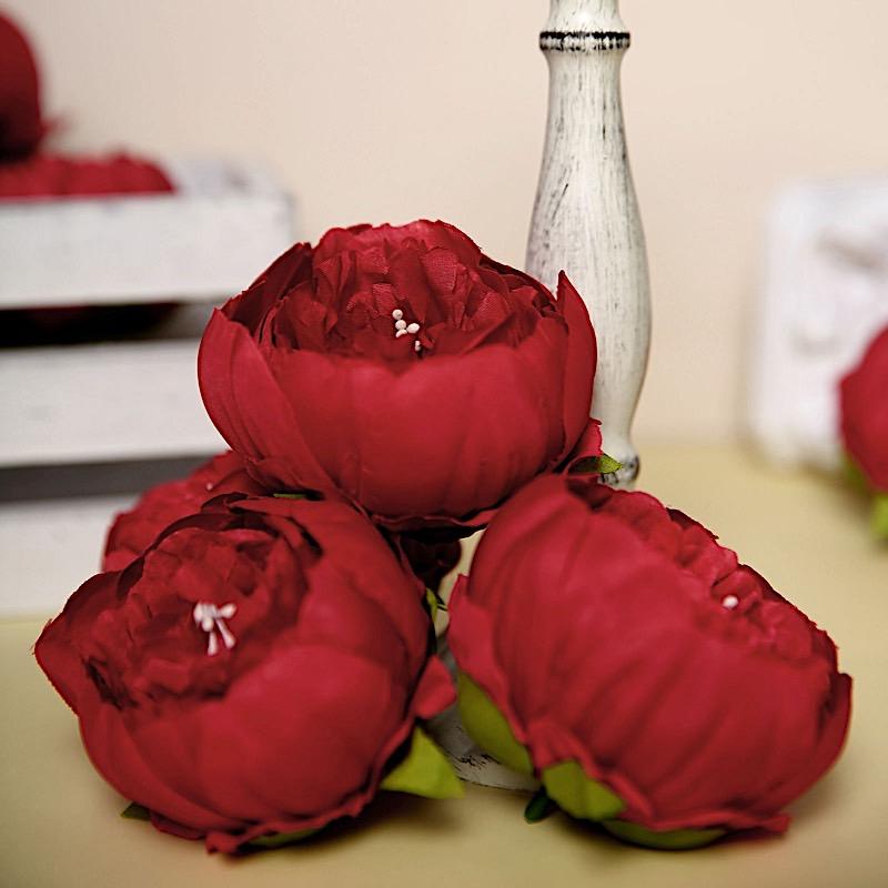 10 pcs 3" Faux Silk Peony Flower Heads