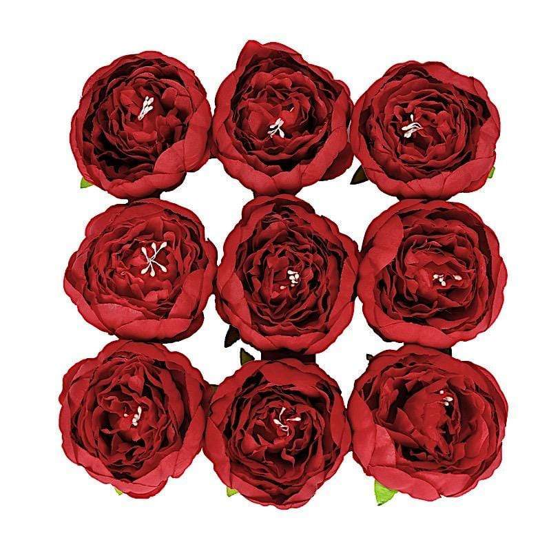 10 pcs 3" Faux Silk Peony Flower Heads ARTI_BOUQ_PEO07H_RED