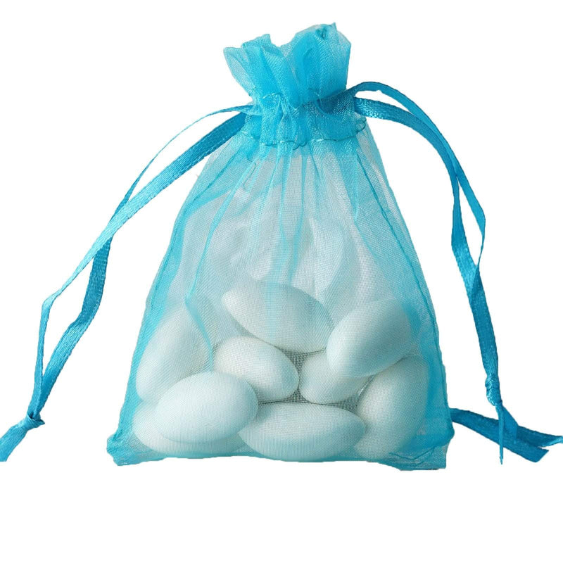 10 pcs 3x4" Sheer Organza Bags with Pull String BAG_3x4_TURQ