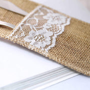 10 pcs 4"x 8" Burlap and Lace Napkins Favors and Tableware Holder - Natural BAG_JUTE03_4X8_NAT