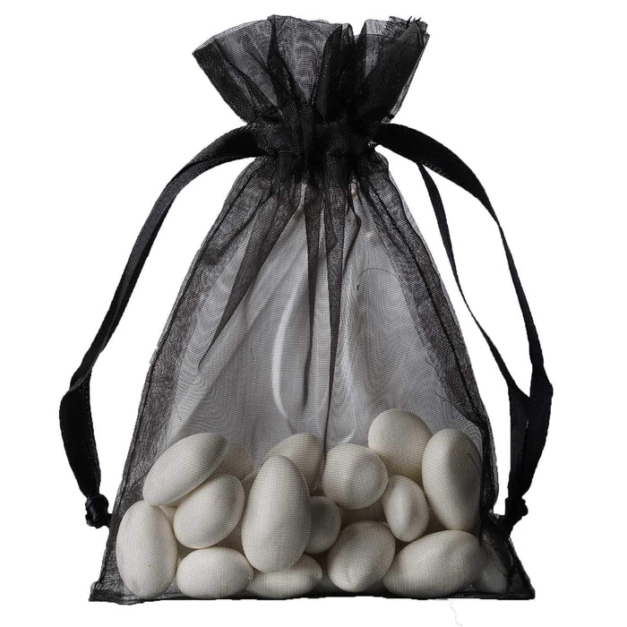 10 pcs 4x6" Sheer Organza Bags with Pull String BAG_4X6_BLK