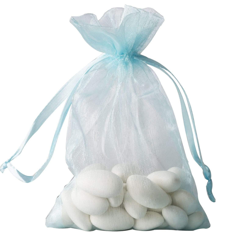 10 pcs 4x6" Sheer Organza Bags with Pull String BAG_4X6_BLUE