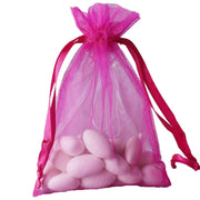 10 pcs 4x6" Sheer Organza Bags with Pull String BAG_4X6_FUSH