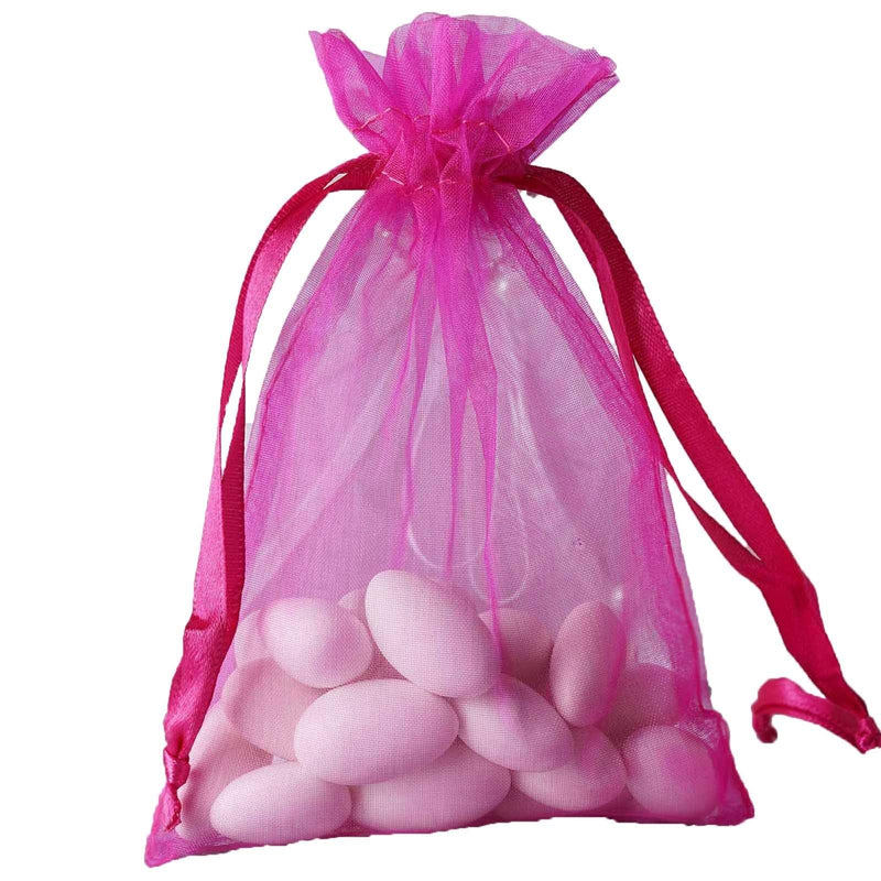 10 pcs 4x6" Sheer Organza Bags with Pull String BAG_4X6_FUSH