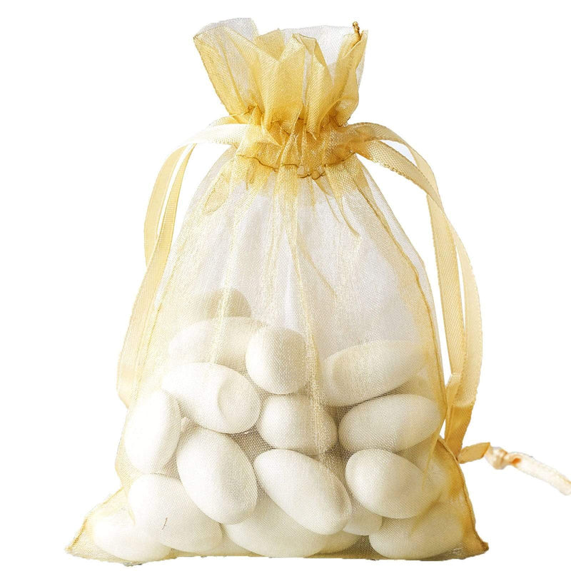 10 pcs 4x6" Sheer Organza Bags with Pull String BAG_4X6_GOLD