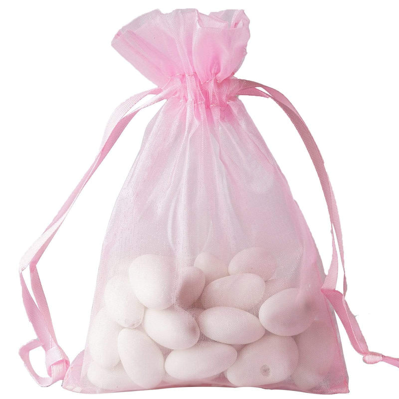 10 pcs 4x6" Sheer Organza Bags with Pull String BAG_4X6_PINK