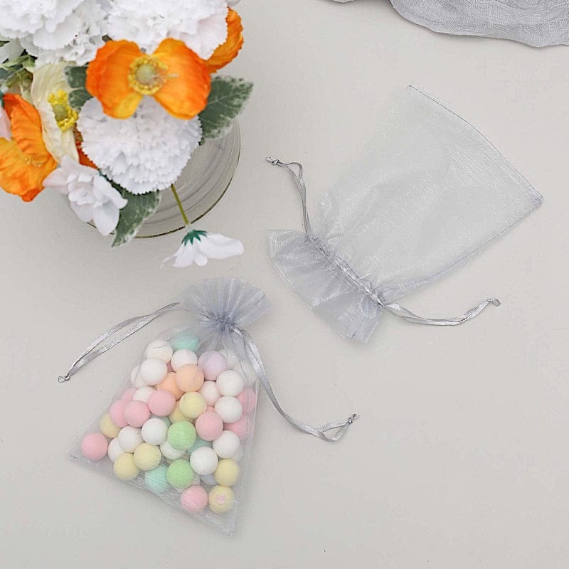 10 pcs 5x7" Sheer Organza Bags with Pull String
