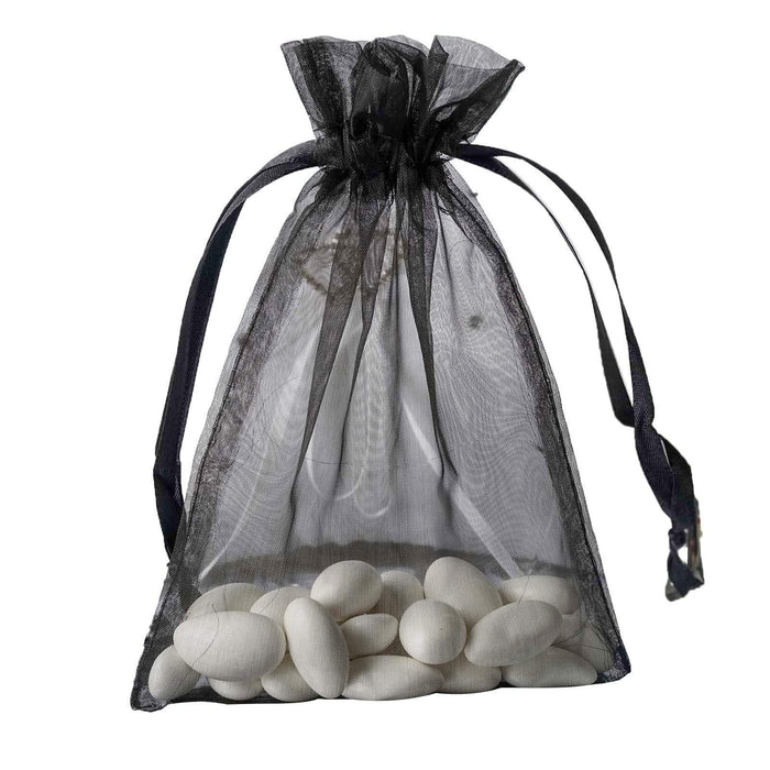 10 pcs 5x7" Sheer Organza Bags with Pull String BAG_5X7_BLK
