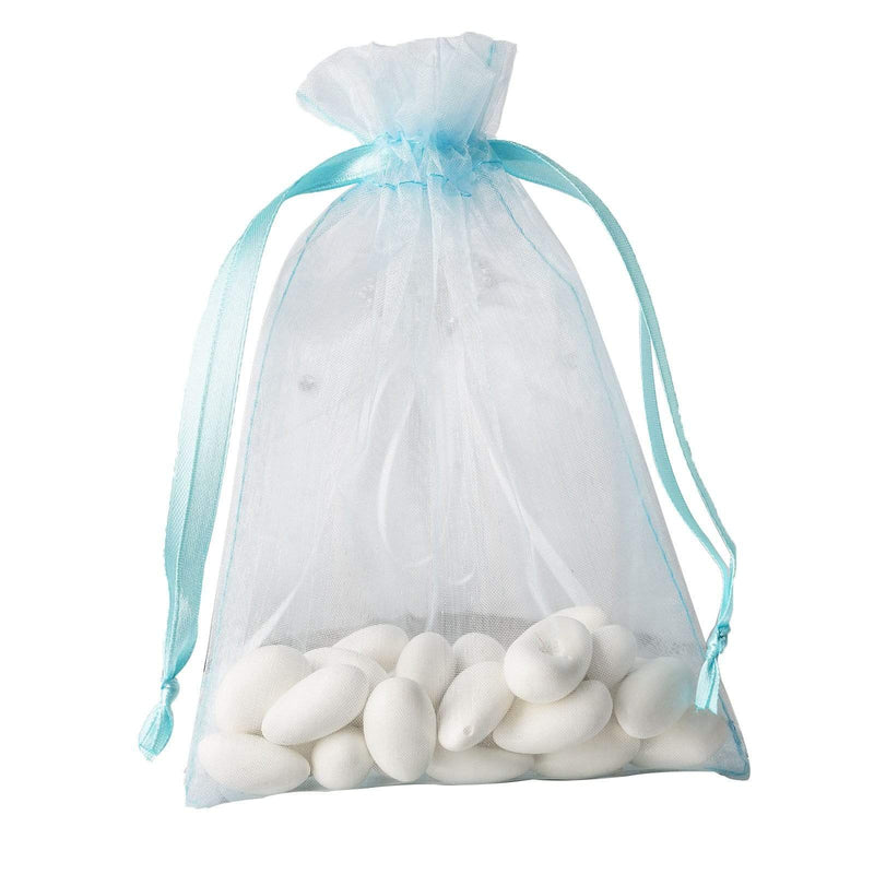 10 pcs 5x7" Sheer Organza Bags with Pull String BAG_5X7_BLUE