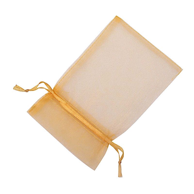 10 pcs 5x7" Sheer Organza Bags with Pull String BAG_5X7_GOLD