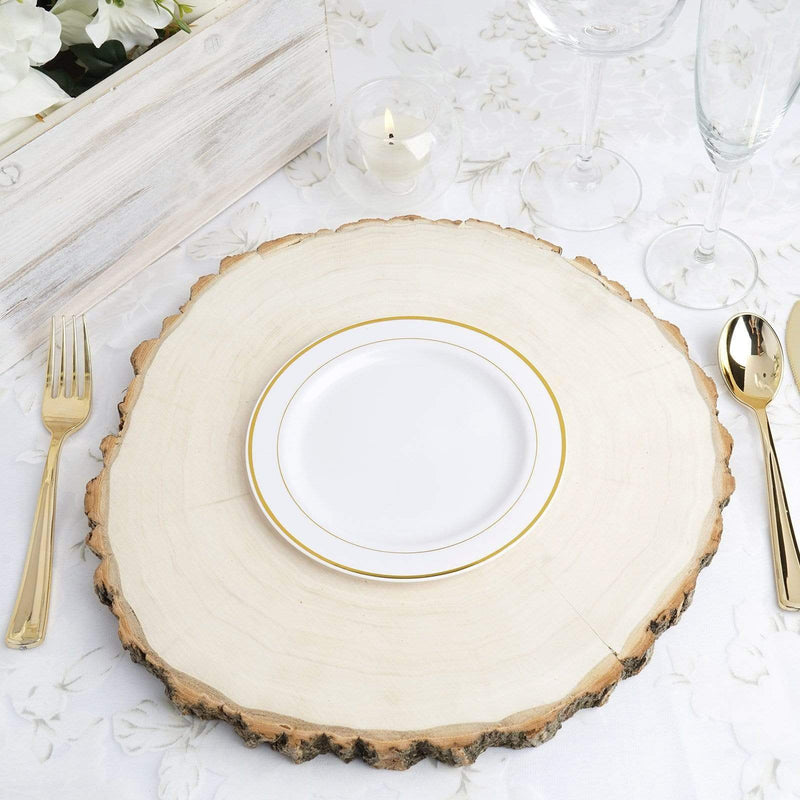 10 pcs 6" Round Dessert Plates with Trim - Disposable Tableware