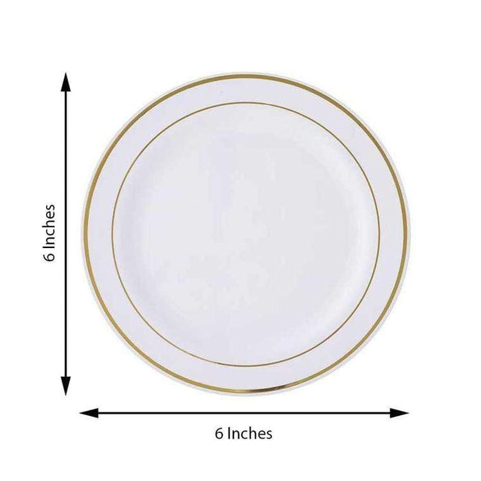 10 pcs 6" Round Dessert Plates with Trim - Disposable Tableware