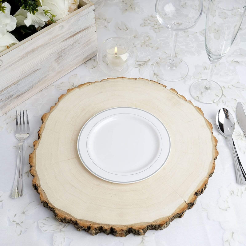 10 pcs 6" Round Dessert Plates with Trim - Disposable Tableware