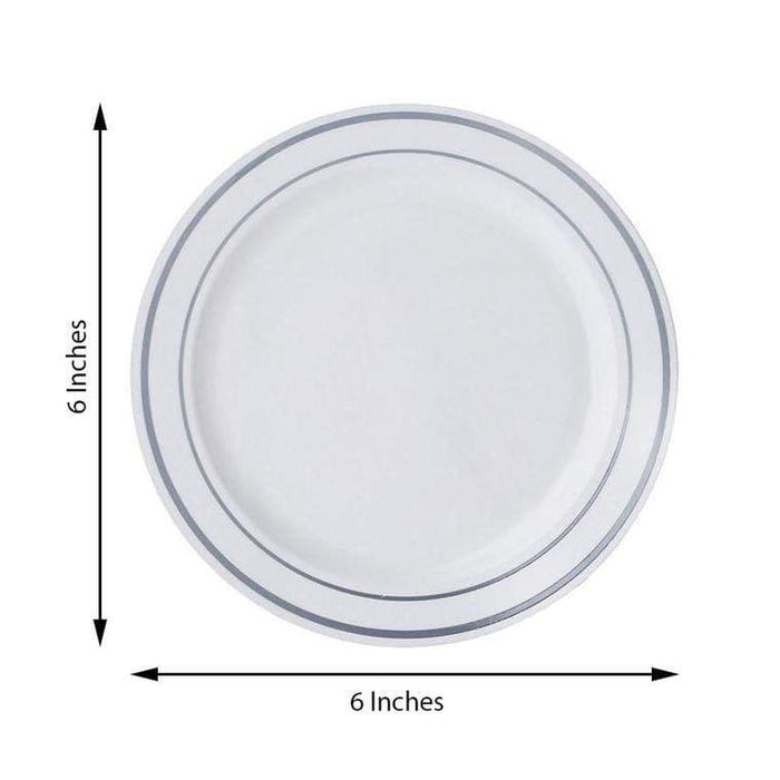 10 pcs 6" Round Dessert Plates with Trim - Disposable Tableware
