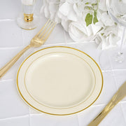 10 pcs 6" Round Dessert Plates with Trim - Disposable Tableware