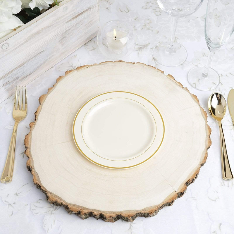 10 pcs 6" Round Dessert Plates with Trim - Disposable Tableware