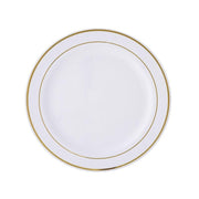 10 pcs 6" Round Dessert Plates with Trim - Disposable Tableware PLST_PLA0022_WHTG