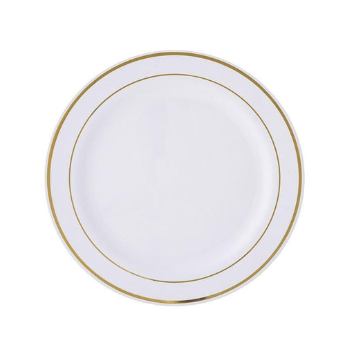 10 pcs 6" Round Dessert Plates with Trim - Disposable Tableware PLST_PLA0022_WHTG