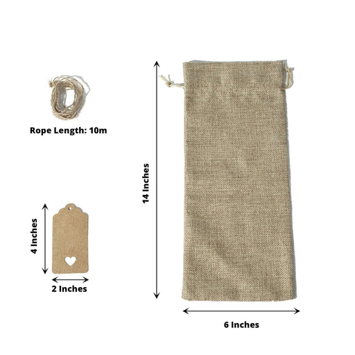 10 pcs 6"x14" Faux Burlap Polyester Favor Bags - Natural BAG_JUTE05_6X14_NAT