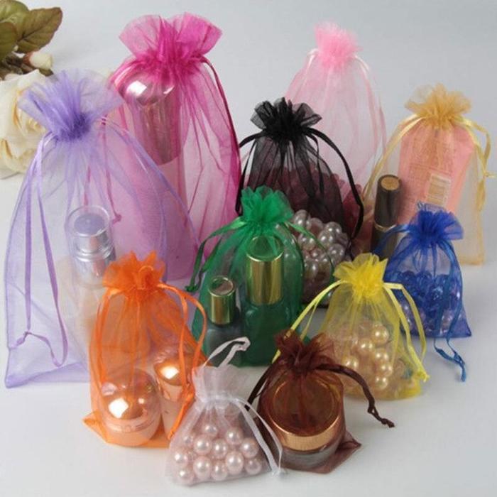 10 pcs 6x15" Sheer Organza Bags with Pull String