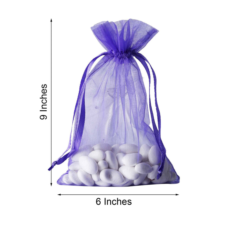 10 pcs 6x9" Sheer Organza Bags with Pull String